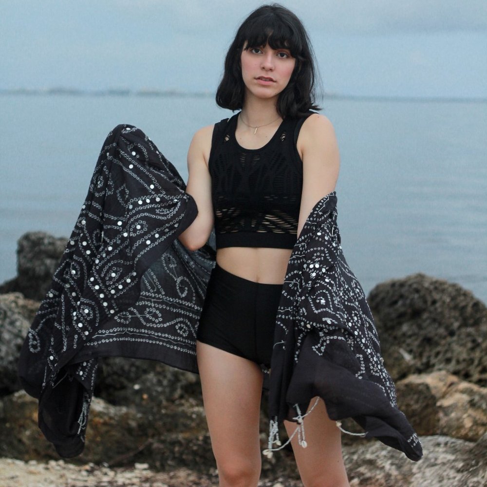 Elegant Hand Embroidered Black Wrap Dupatta